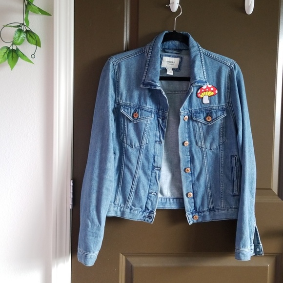Mushroom patch Jean Jacket Forever 21 denim rare - Picture 2 of 6
